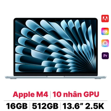 MacBook Air M4 13 inch 2025 10CPU 10GPU 16GB 512GB Sạc 70W | Chính hãng Apple Việt Nam
